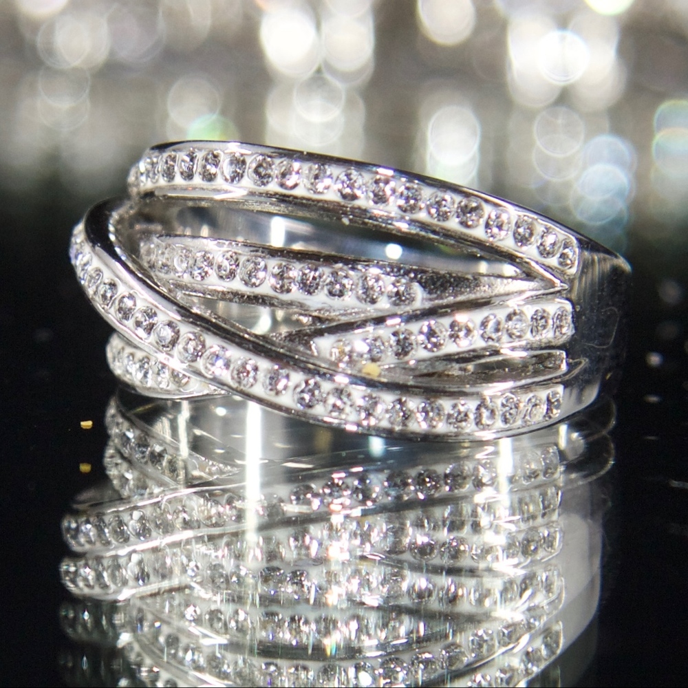 14kt Gold Dipped Swarovski Channel Ring - image 2